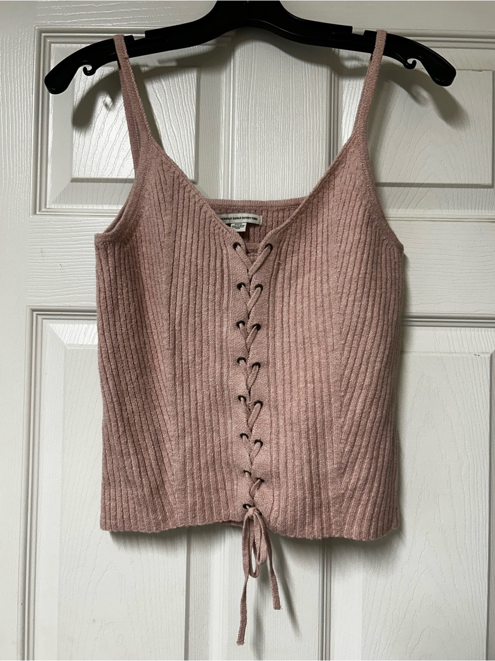 American Eagle Outfitters Ribbed Lace-Up Cami - Dusty Rose